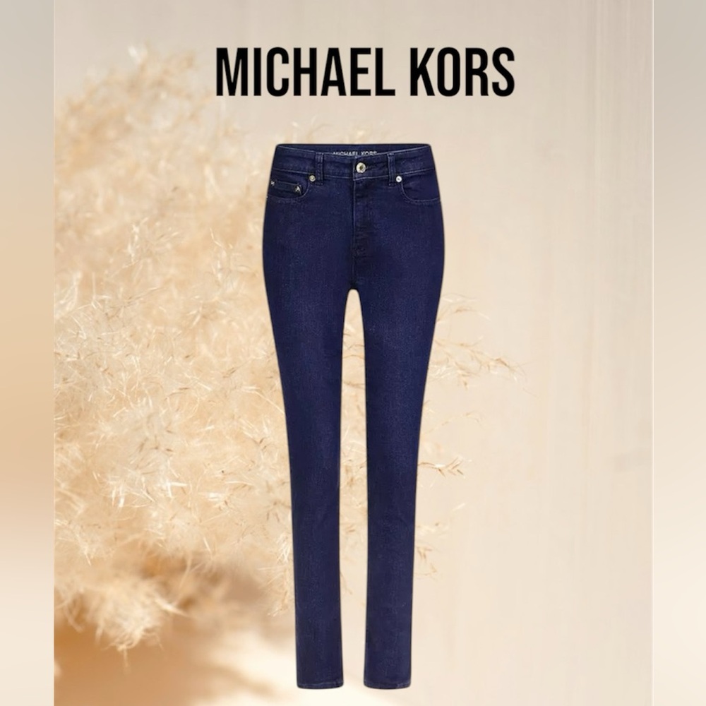 Michael Kors Dark Rinse 5 Pocket Mid Rise Skinny Jeans in Size 16
